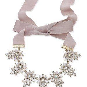 GoldTone Crystal/White Stone/Flower Gray necklace